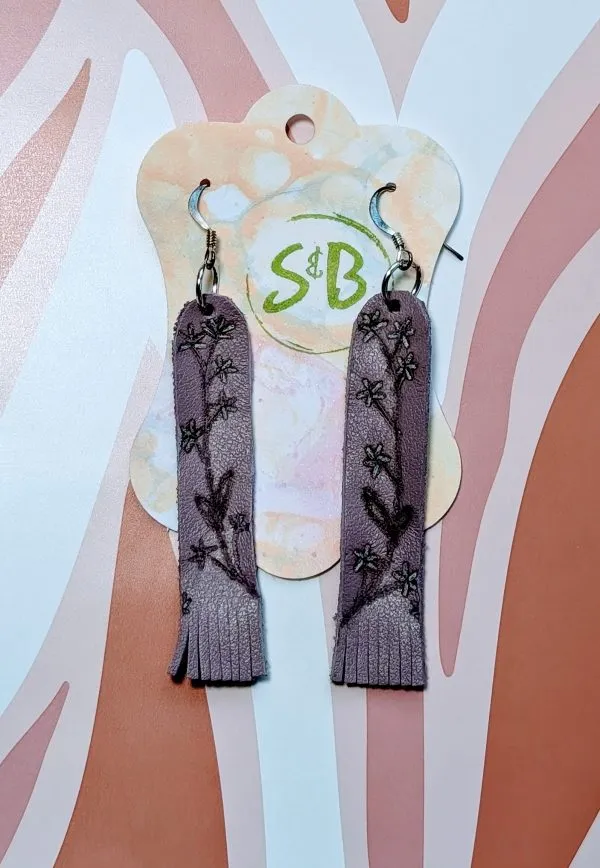 Lilac Leather Earrings