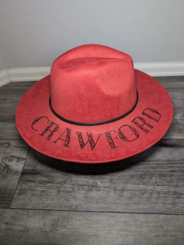 Crawford Red Suede Wide Brim Fedora