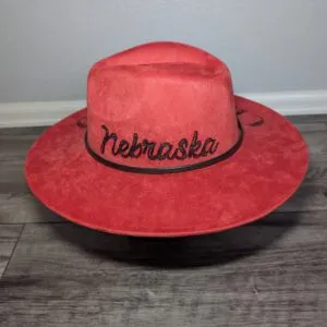 Nebraska Red Suede Wide Brim Fedora